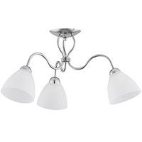 Deckenlampe 3-Flammig Glas Weiß Chrom E27 B:51 Cm Deckenleuchte Schlafzimmer