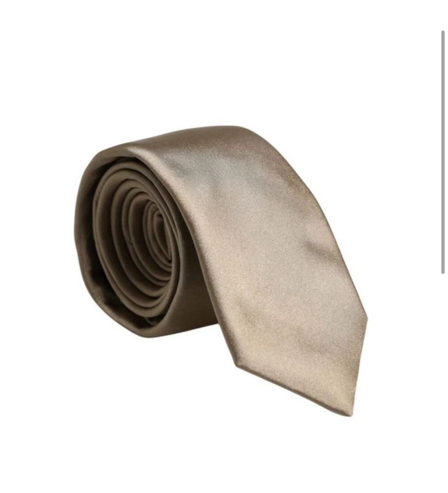 NEW DOLCE & GABBANA Men's Silk Necktie LUXURY Tie Tan  / Beige Color ,  6 cm - Image 2 of 4