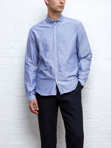 Camisa Oliver Spencer Brook Azul Brecon - 15.5" - Orgánica 100% Algodón PVP £110