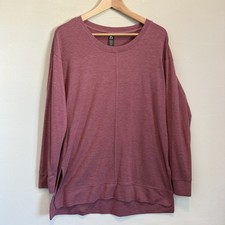RBX Women's Long Sleeve Lightweight Sweatshirt Size Medium Maroon Rose Pink Slit