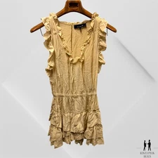 Isabel Marant Etoile 100% Silk Beige  Style: Jaudrey Ruffle Trim Dress 1 S