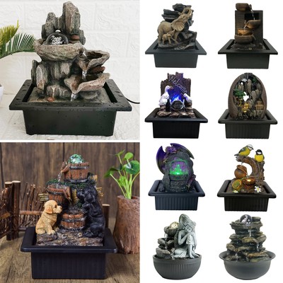 Innen Wasserspiel LED Leuchten Tischplatte Brunnen Polyresin Statuen Wohndeko