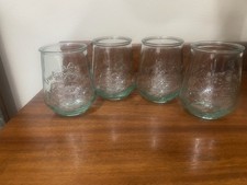 4 vasos de vidrio 100 % reciclado, cristalería, verde claro. 4,5” X 3”.
