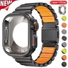 Luxus Metall Gummi Armband+Metallgehäuse Für Apple Watch Ultra 3 11 10 9 8 7 SE