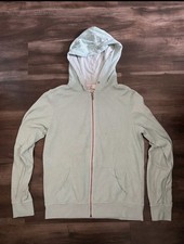 Zine Light Green Full Zip Hoodie Women's M Solid Long Sleeve