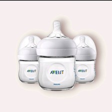 Set Of 3 Philips Avent Natural Wide Nipple Anti-Colic WideNeck Bottles 4oz 0m 
