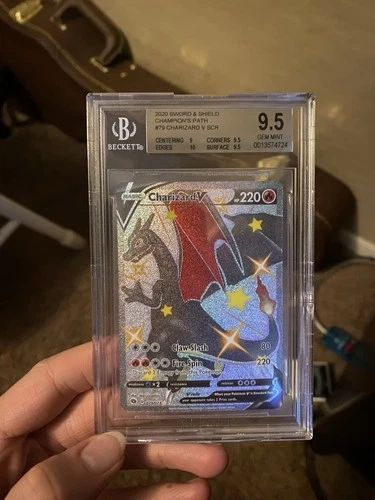 Pokémon 2020 Champion's Path Charizard V Secret Rare Holo 79/73 Beckett 9.5