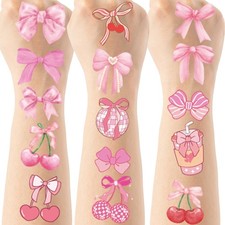 Pink Bow Temporary Tattoos Sticker - 264 Pcs Conquette Birthday Party Favors ...