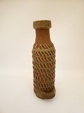 Vintage abstract pottery pitcher urn vase rough surface handle artisan 11.75"