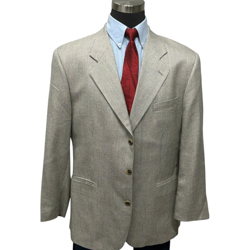 48R Brandini Le Collezioni Hombre Traje Chaqueta Abrigo Deportivo Blazer Marfil Beige Seda Foto 4 de 4