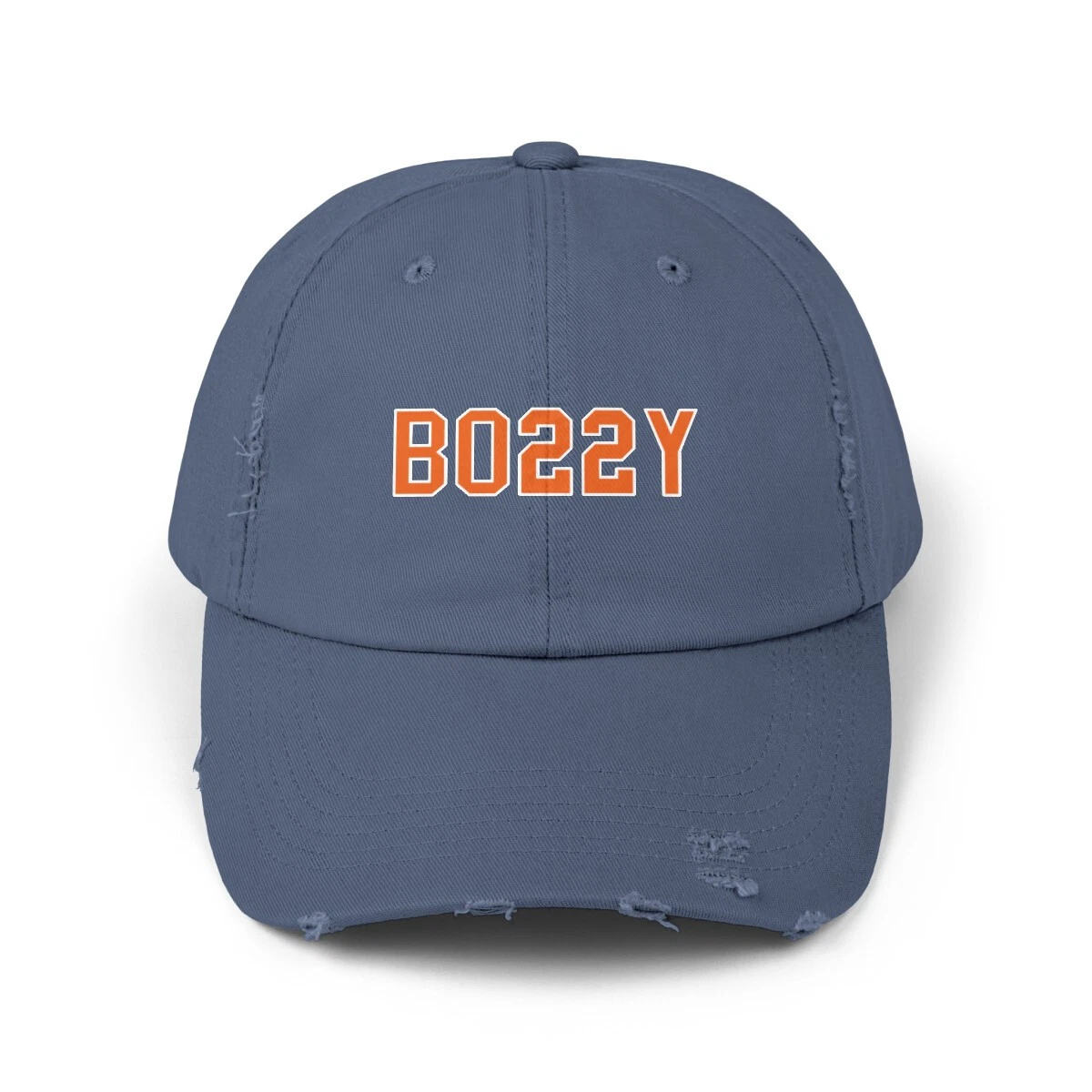 BO22Y Orange White Mike Bossy Unisex Distressed Cap