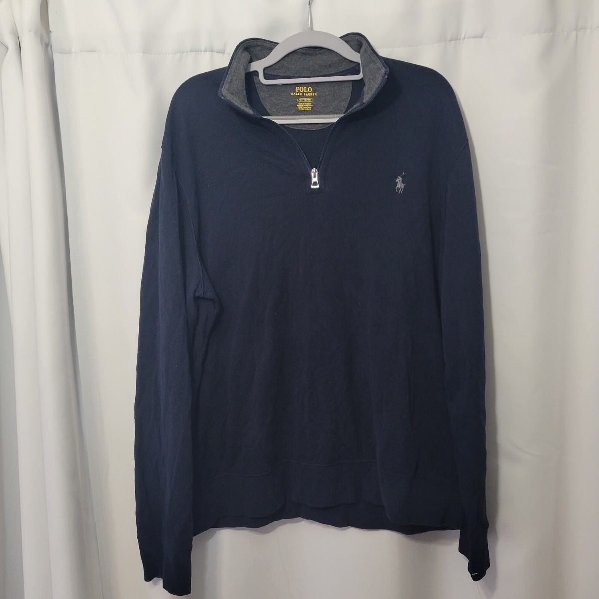 Polo Ralph Lauren Sweater Large Navy Blue Quarter Zip 180