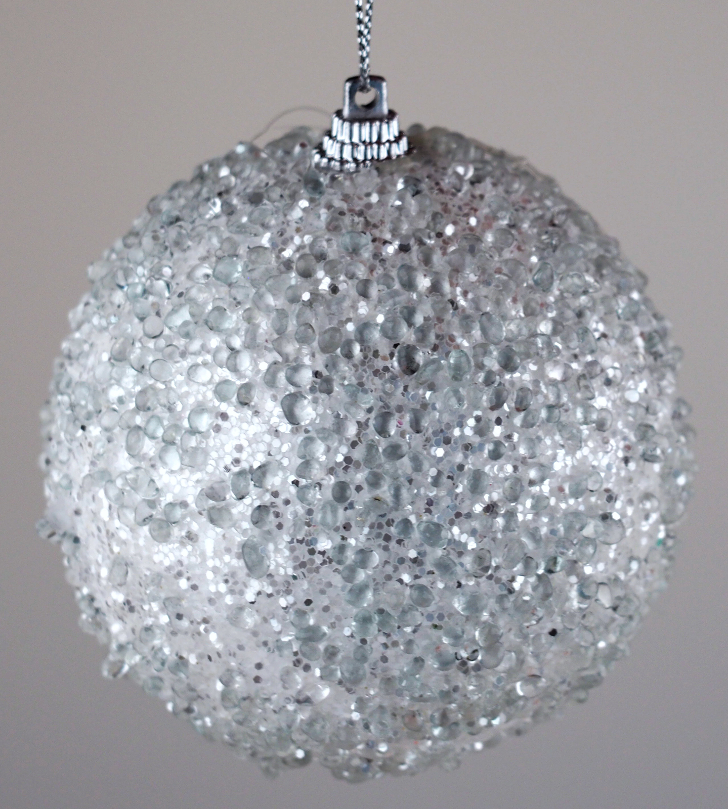 Large Dazzling 8cm Ice White Christmas Tree Baubles Decorations (Set of