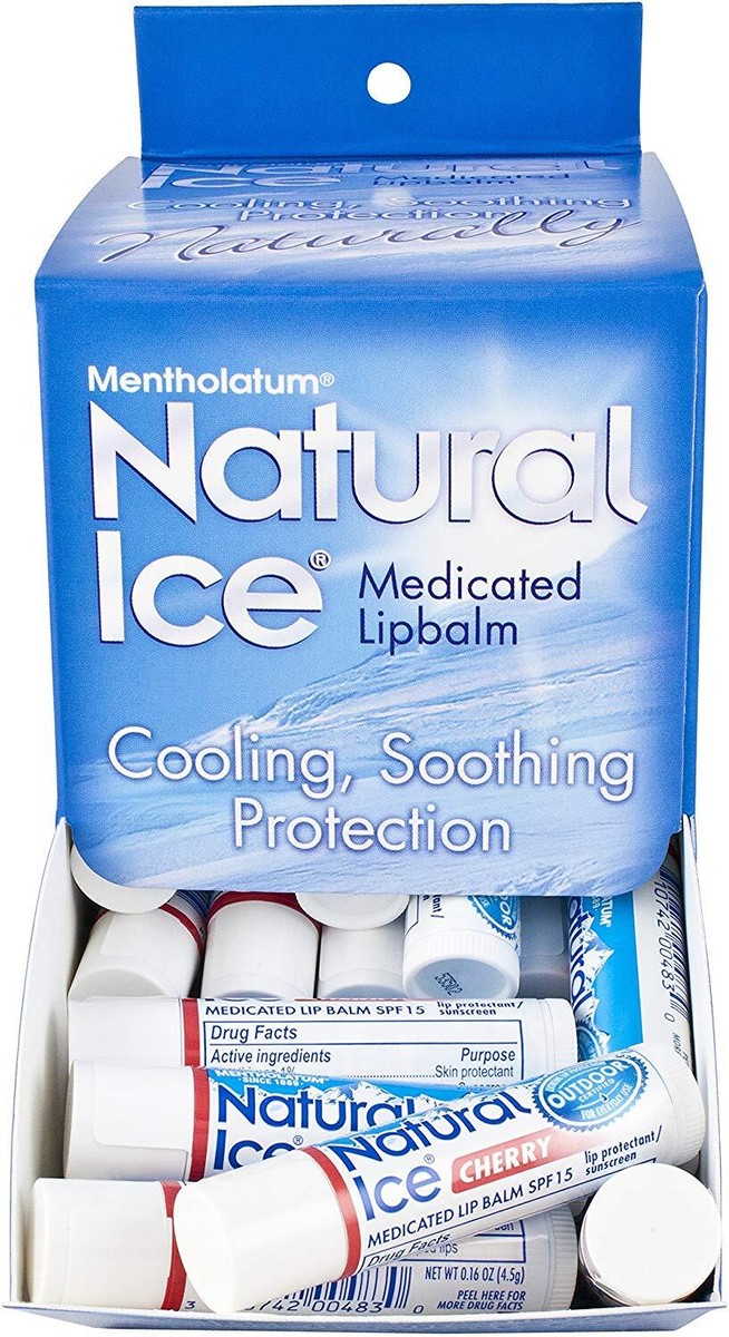 MENTHOLATUM メディケイテッドスティック Mentholatum Natural Ice Medicated Cherry Lip Balm 48 Count Case | eBay