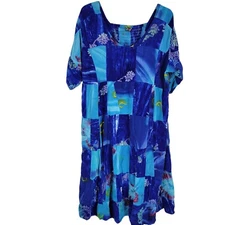 Patchwork Midi Dress Hippie Traveler 3X Boho wanderlust Indie beachy Pockets