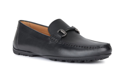 GEOX Kosmopolis Grip Mens Black Grain Leather Loafers  display picture 2