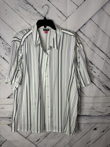 Blusa para mujer Vince Camuto a cuadros abotonada más 3X - Imagen 2 de 8