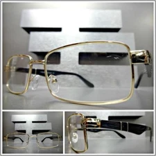 Mens SOPHISTICATED CLASSY MODERN Style Clear Lens EYE GLASSES Gold Fashion Frame