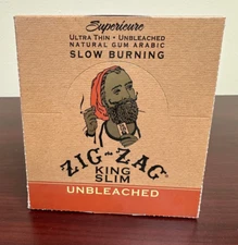 ZIG ZAG Superieure Unbleached King Slim Cigarette Papers-FULL BOX-24 Packs