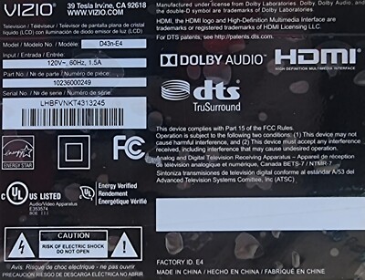 VIZIO DN43n-E4 lot of OEM parts