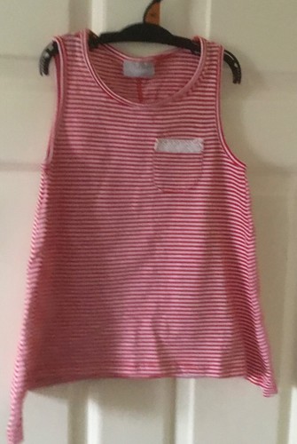 RED & WHITE STRIPE - SLEEVELESS COTTON TOP AGE 6YRS - LACE TRIM POCKET - BNWT - Picture 10 of 10