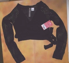 CAPEZIO Crop Wrap Sweater Black CK1000W Ladies Sizes OpenWeave
