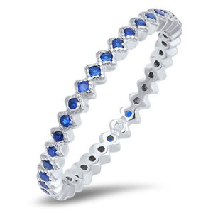 Blue Sapphire Eternity .925 Sterling Silver Ring Sizes 4-10 Blue Sapphire Eternity .925 Sterling Silver Ring Sizes 4-10