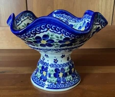 VENA Unikat Polish Pottery Scalloped Candy Dish Signed by Artisan
