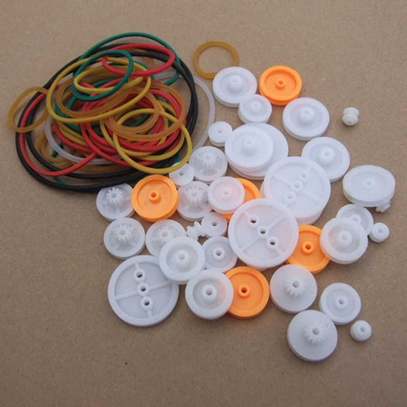 84pcs Pulley Plastic Gears Kit Rubber Belt Robot Part DIY Car Truck Models Hobby - Image 4 of 4