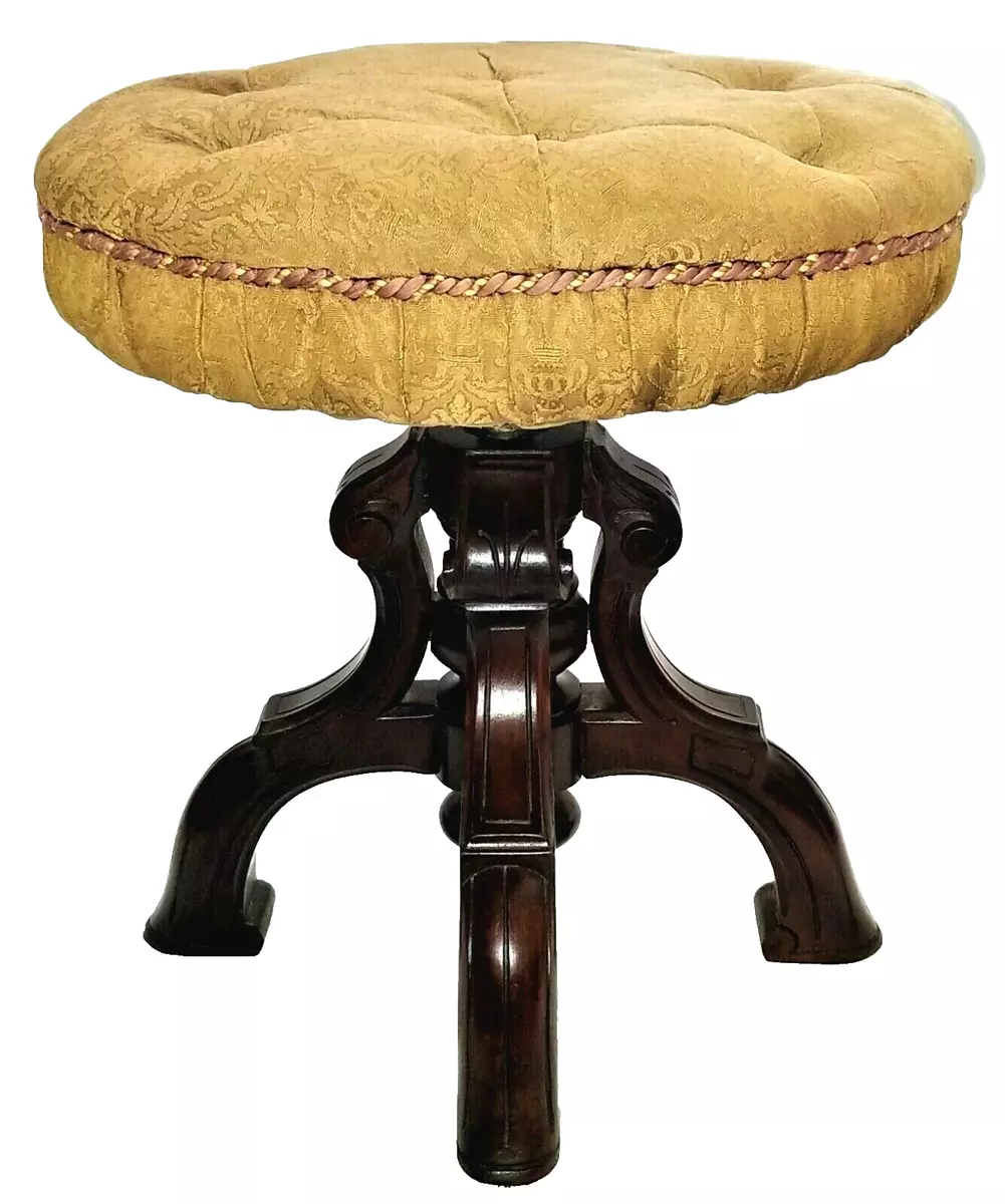 PIANO STOOL Vanity Stool Renaissance Victorian Rswd c1870 Swivel 18