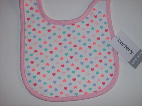 Carter's Bibs Unisex Bebé Vacaciones Amor Corazones Pequeños Día de San Valentín Blanco Nuevo con etiquetas - Imagen 2 de 4