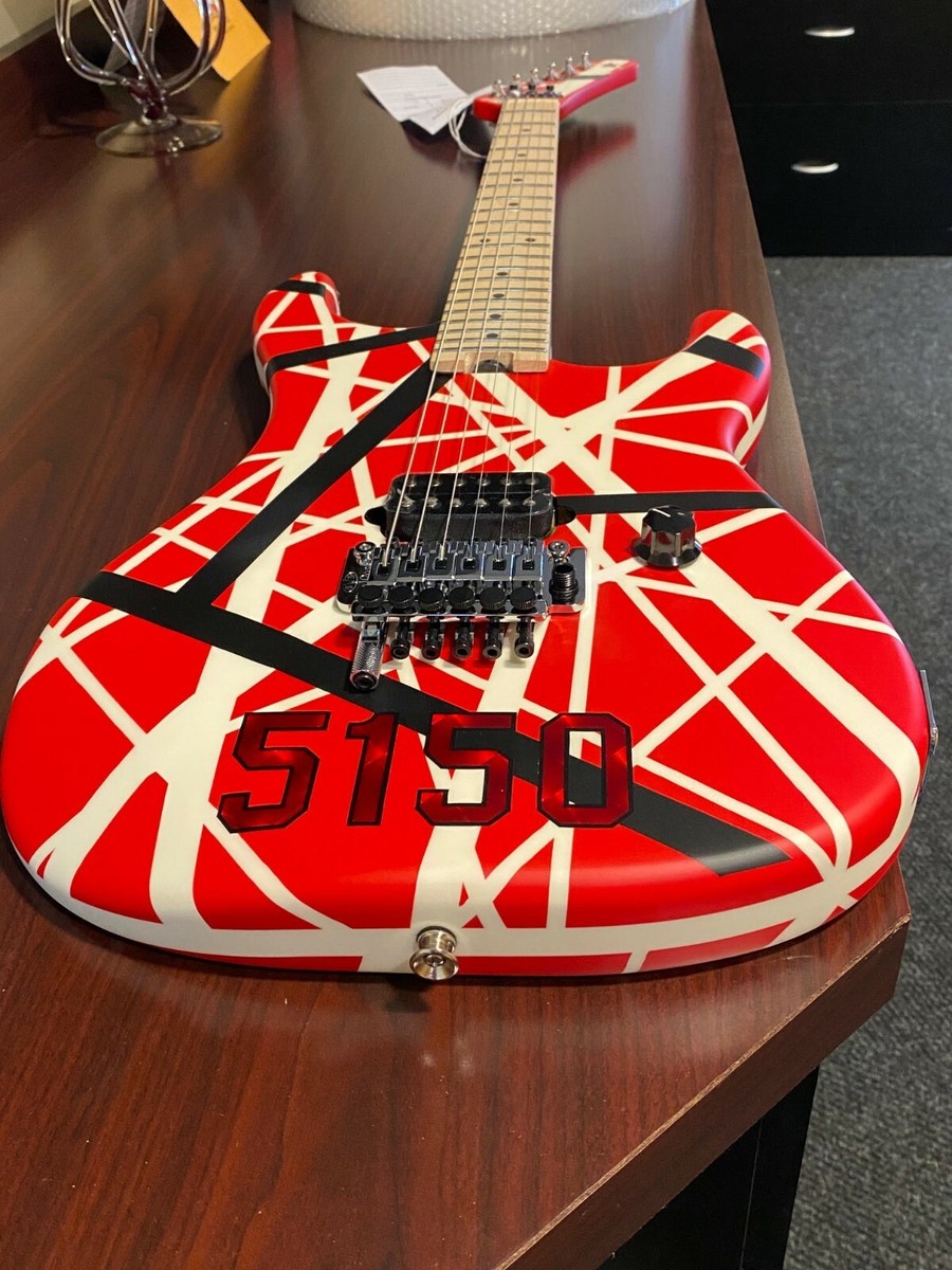 EVH Striped Series 5150 Red Black White Electric Guitar Van EVH Striped Series 5150 Red Black White Electric Guitar Van