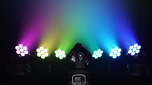 105W RGBW 7LED Moving Head Stage Wash Light Beam DMX DJ Disco Party Bar W/Remote - Video 1 of 1