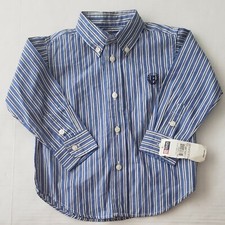 Chaps Dress Shirt Boys Toddler 24m Blue Striped Button Down New