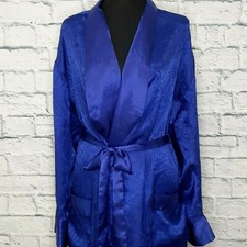 Vintage Fredericks Of Hollywood Satin Robe With Belt Medium Paisley Purple