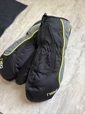 Head Jr. Zippered Side Ski Mittens Black/Gray/Yellow Sz XS Boys