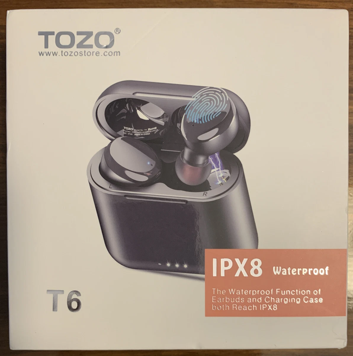 TOZO T6 Bluetooth Earbuds with Built in Mic & Wireless Charging Case Small  Compa