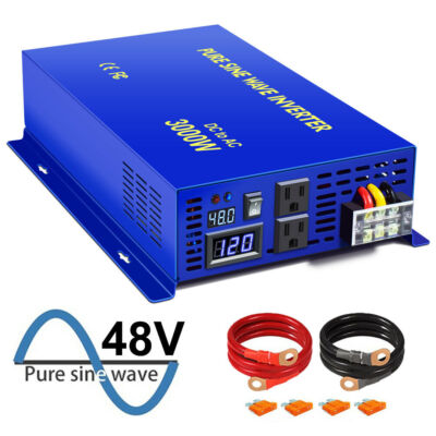 3000 Watt Pure Sine Wave Inverter Car Power 48 volt DC to 110v 120V AC Off Grid