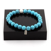 Steine Und Mineralien. Armband Perlen TüRkis + Howlit 8 Mm. Hergestellt In Fran