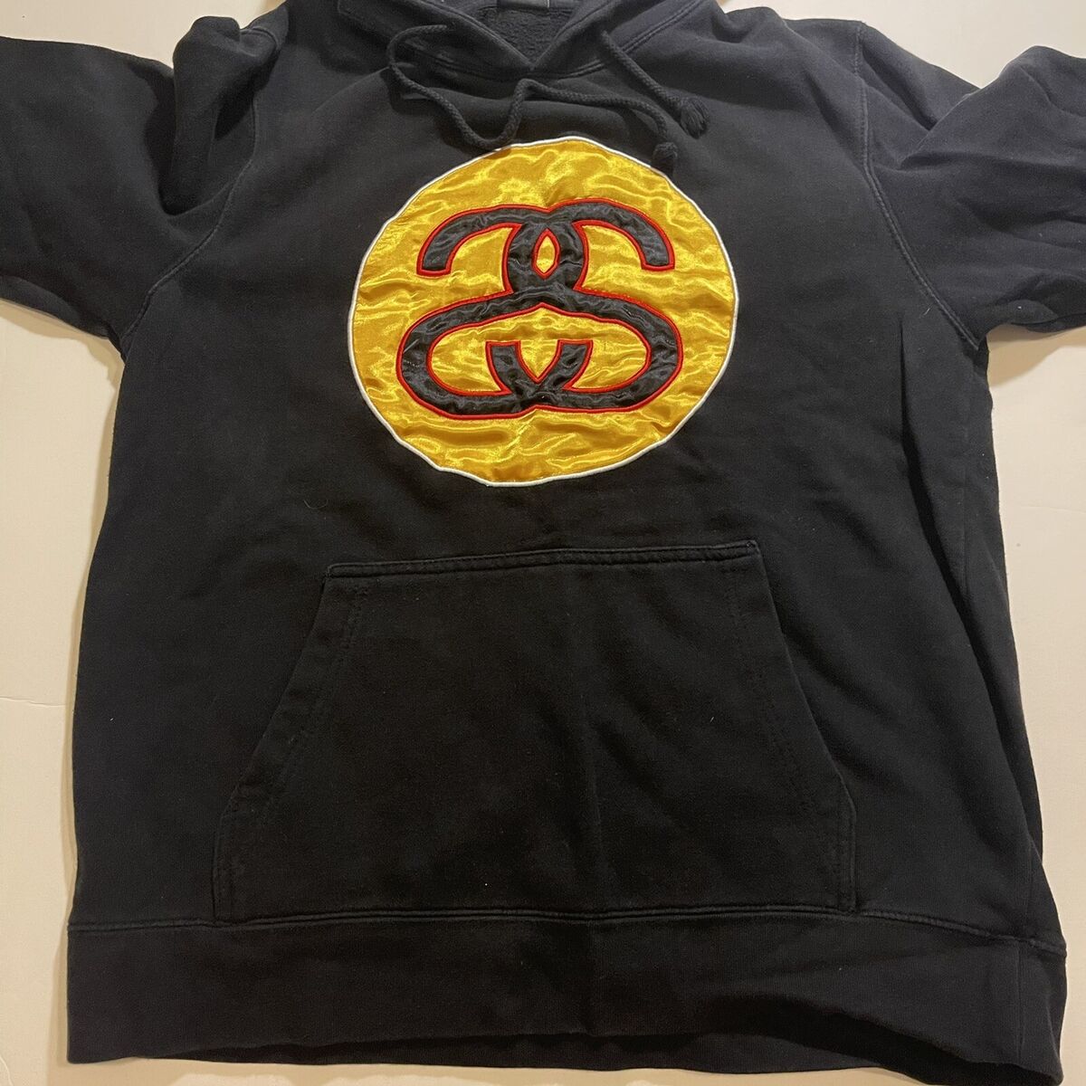 Stussy Satin Link Logo Embroidered Hoodie Sweatshirt Black Stussy Satin Link Logo Embroidered Hoodie Sweatshirt Black