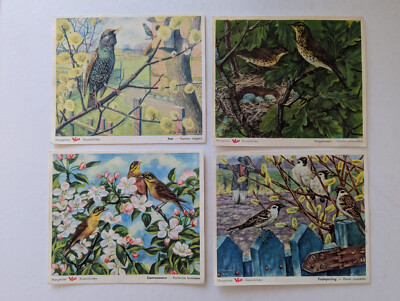 4 Stück Margarine Voss Kunstbilder Star Singdrossel Feldsperling Gartenammer