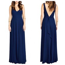 Show Me Your Mumu Jenn Maxi Chiffon Gown Dress Size XL Rich Navy NEW