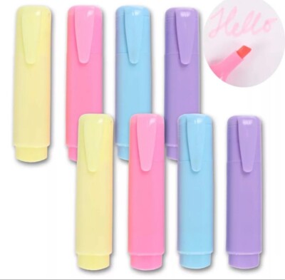 Just Stationery 4 Chunky Pastel Highlighters School Office Neon