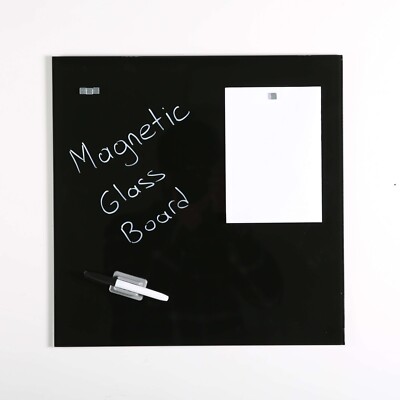 Tempered Glass Dry Erase Write On Board Set Black with Whiteboard Marker
