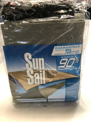 Easy Gardener Sun Sail Shade 11.8-ft x 11.8-ft Gray Shade Sail with Fasteners