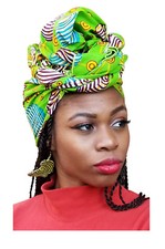 Bright Green Multicolor African Print Headwrap One Size DP3843H