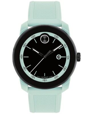 MOVADO BOLD TR90 3601208 BLACK DIAL BLUE SEAFOAM STRAP 42MM CASE MENS  WATCH