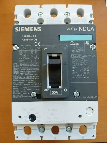 Siemens Ndga NDX3B050 Schalter Automatisch 50A 3 Pole 240-600V - Bild 1 von 2