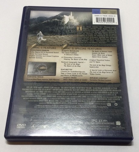 The Lord Of The Rings The Return Of The King DVD ESY230927/FCD - Picture 2 of 5