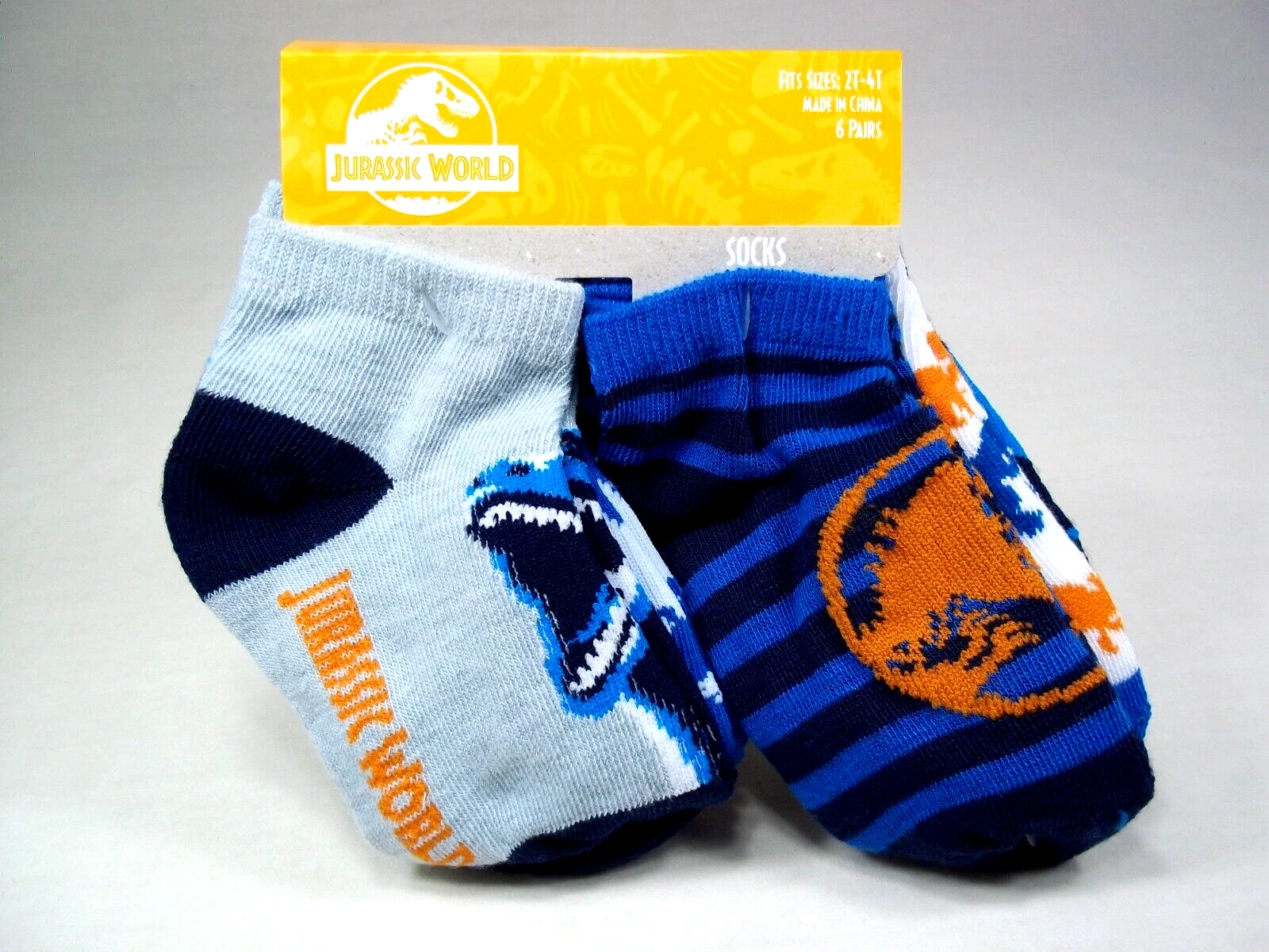 New Jurassic World Dominion T Rex Velociraptor Blue 6 Pairs Socks Jurassic Park